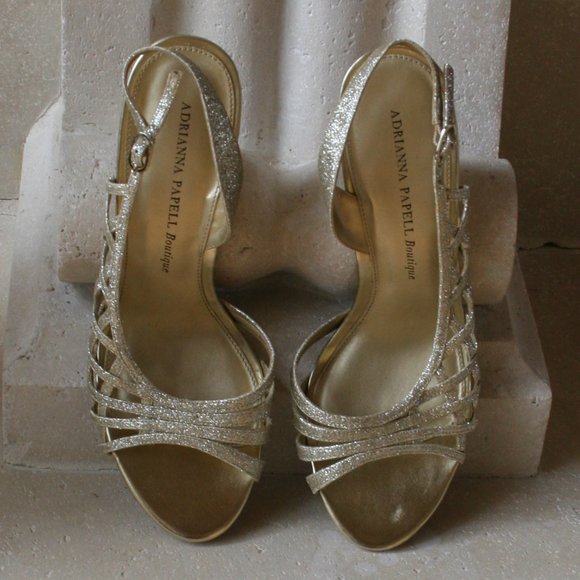 Adrianna Papell Boutique Gold Strap Heels  Size 9.5  M - Picture 7 of 9